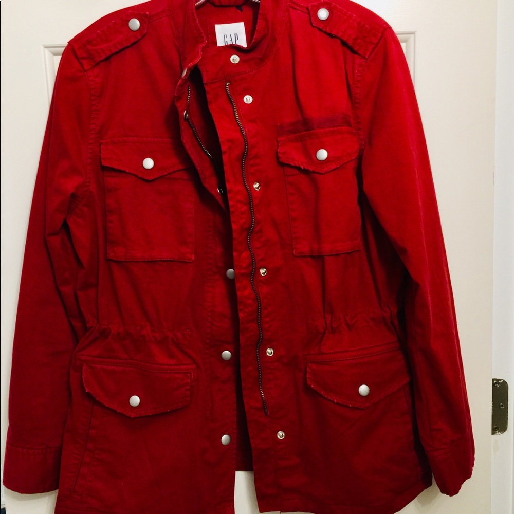 Red military style jacket